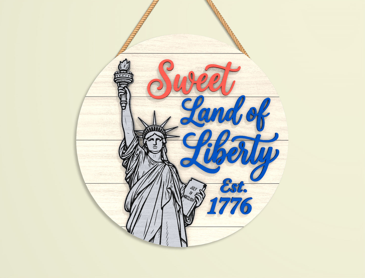 Patriotic Round Sign SVG Bundle Laser Cut File for LightBurn