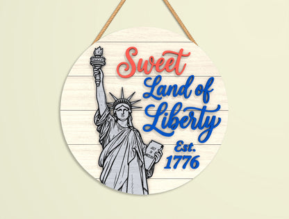 Patriotic Round Sign SVG Bundle Laser Cut File for LightBurn