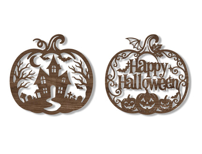 Halloween Pumpkin Wall Sign SVG Bundle 14 Laser Cut Designs