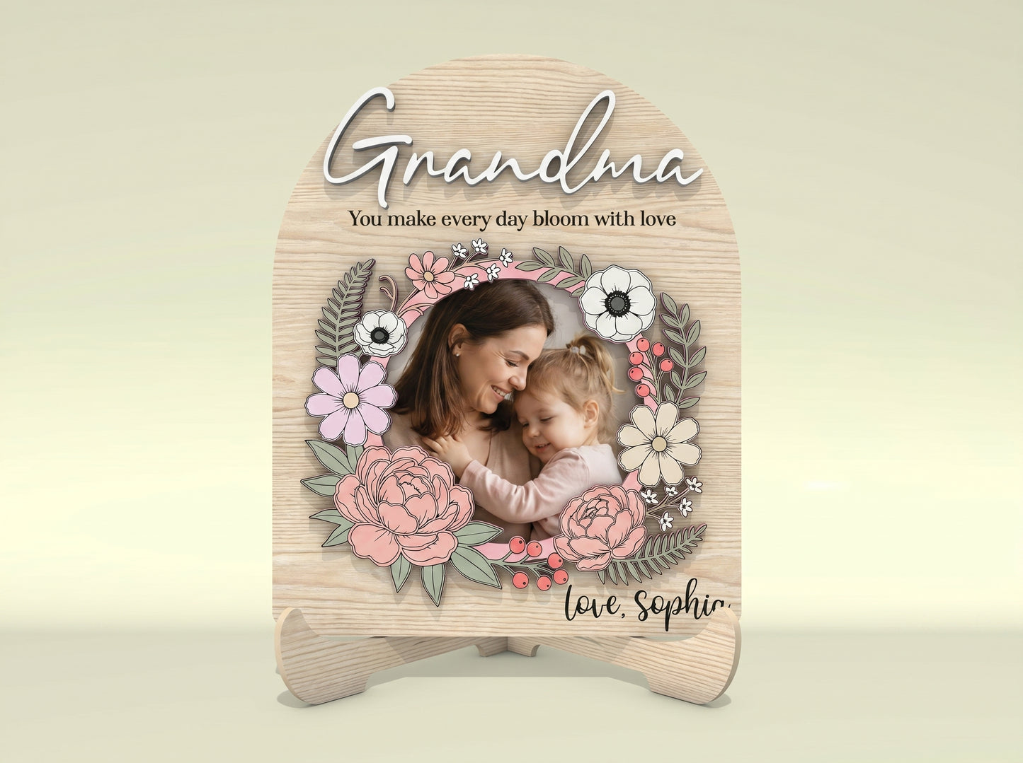 Personalized Nana Grandma Mom Floral Photo Frame SVG Bundle for xTool and Glowforge