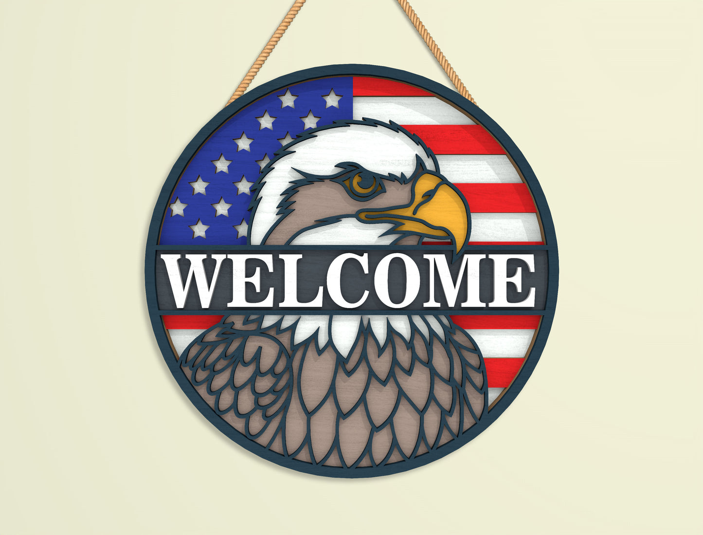 Patriotic Round Sign SVG Bundle Laser Cut File for LightBurn