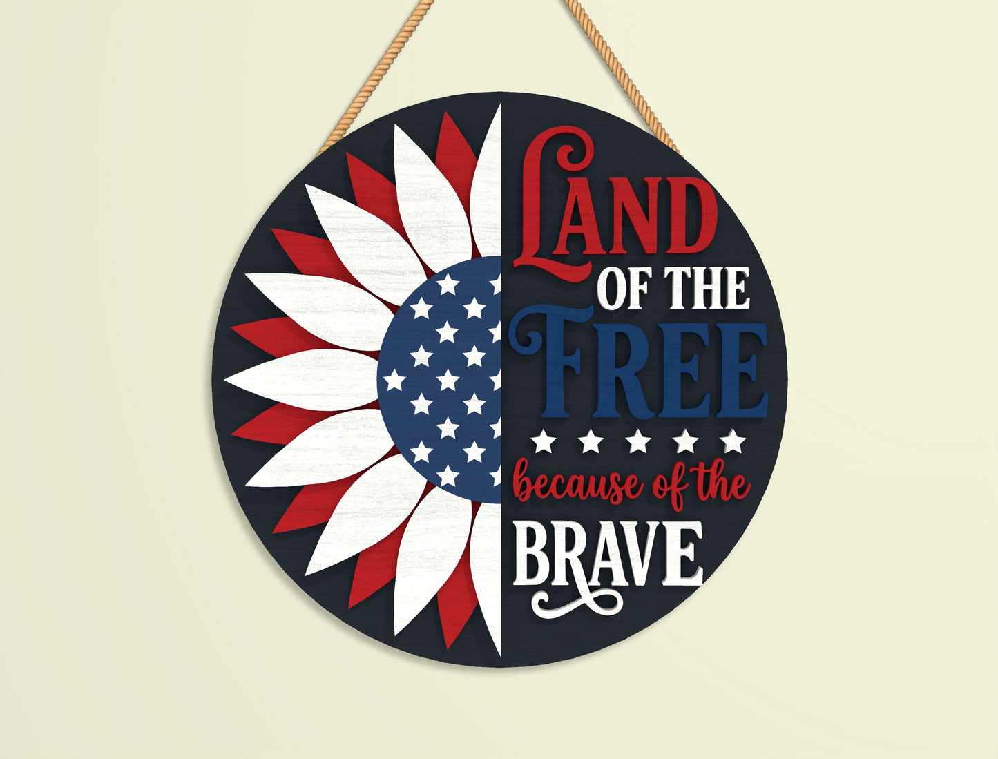 Patriotic Round Sign SVG Bundle Laser Cut File for LightBurn