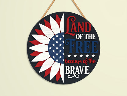 Patriotic Round Sign SVG Bundle Laser Cut File for LightBurn