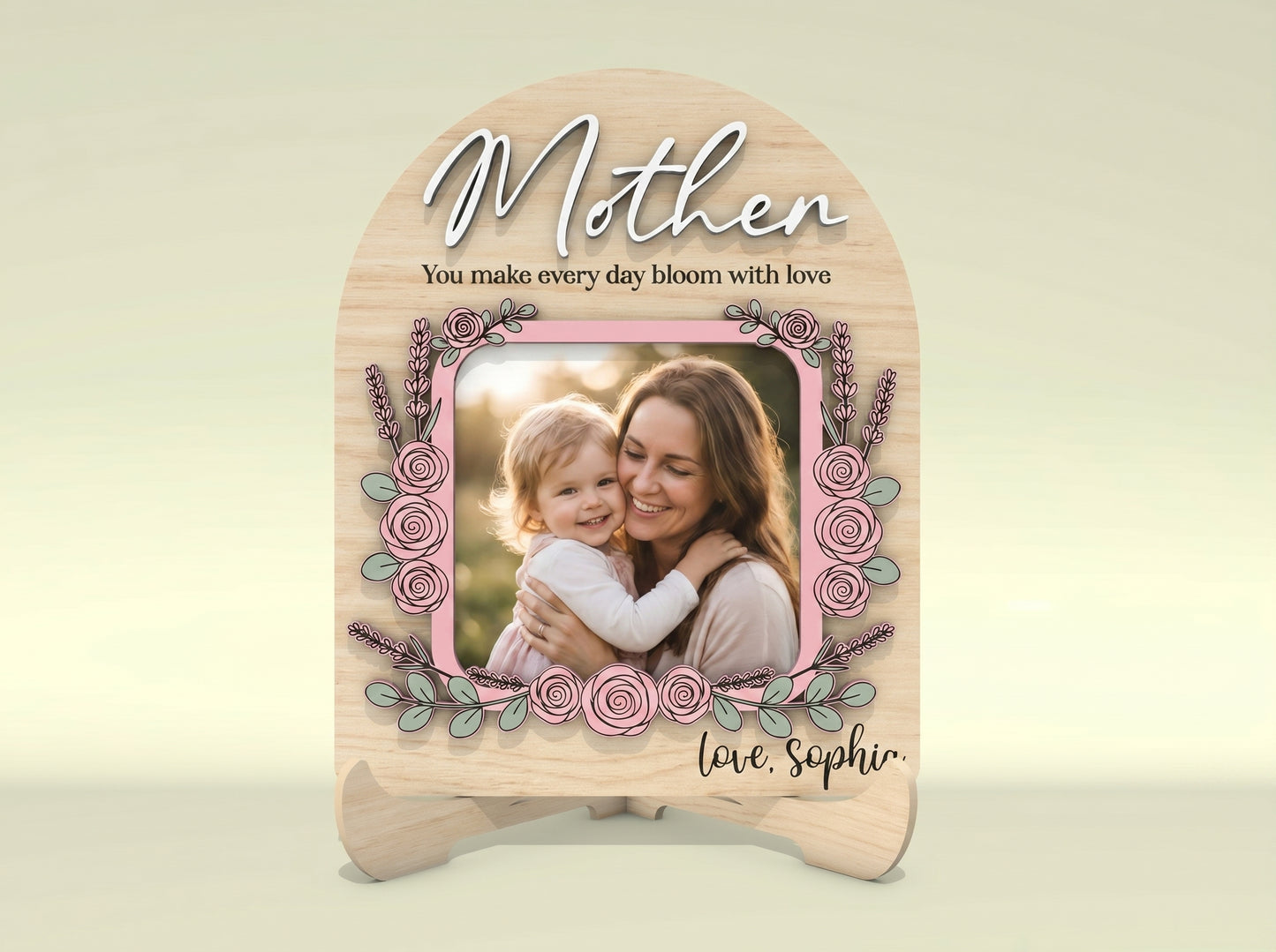 Personalized Nana Grandma Mom Floral Photo Frame SVG Bundle for xTool and Glowforge