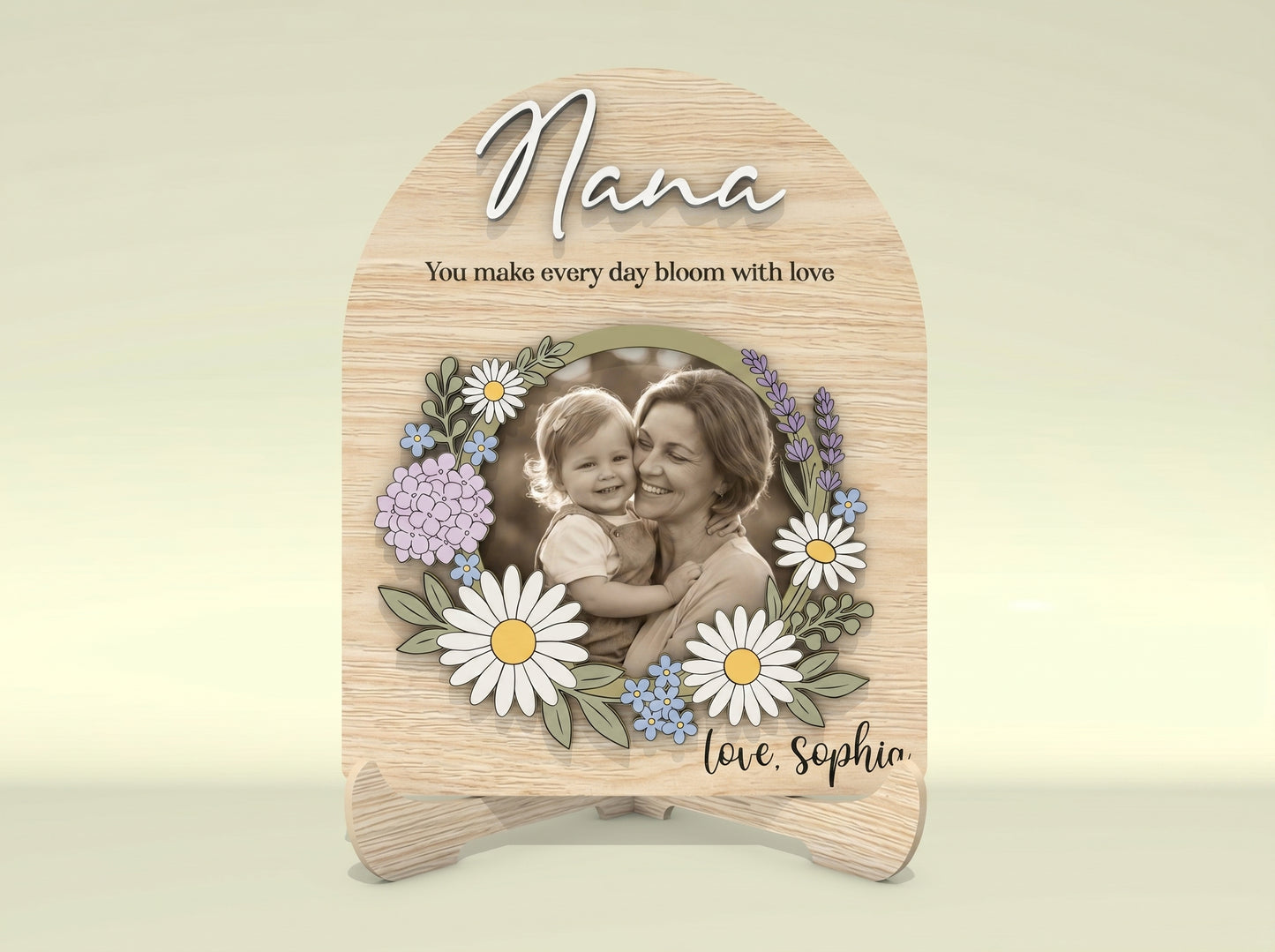 Personalized Nana Grandma Mom Floral Photo Frame SVG Bundle for xTool and Glowforge