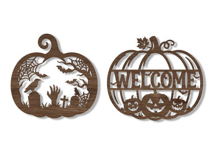 Halloween Pumpkin Wall Sign SVG Bundle 14 Laser Cut Designs
