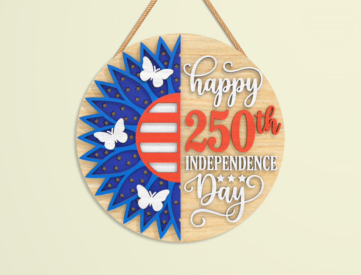 Patriotic Round Sign SVG Bundle Laser Cut File for LightBurn