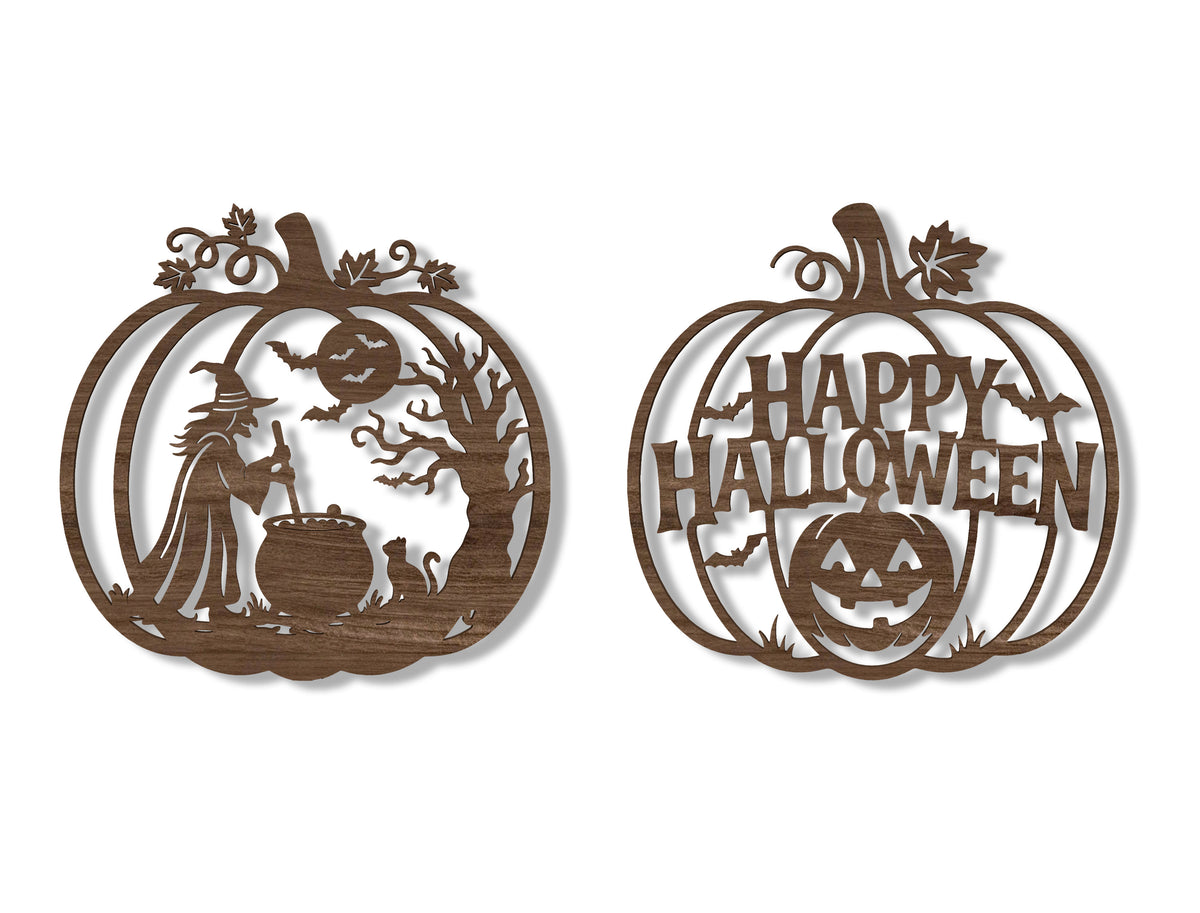 Halloween Pumpkin Wall Sign SVG Bundle 14 Laser Cut Designs