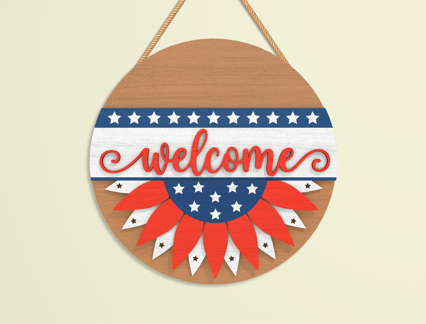 Patriotic Round Sign SVG Bundle Laser Cut File for LightBurn