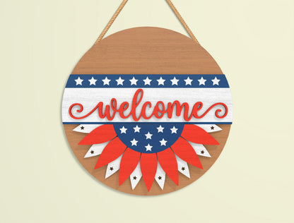 Patriotic Round Sign SVG Bundle Laser Cut File for LightBurn