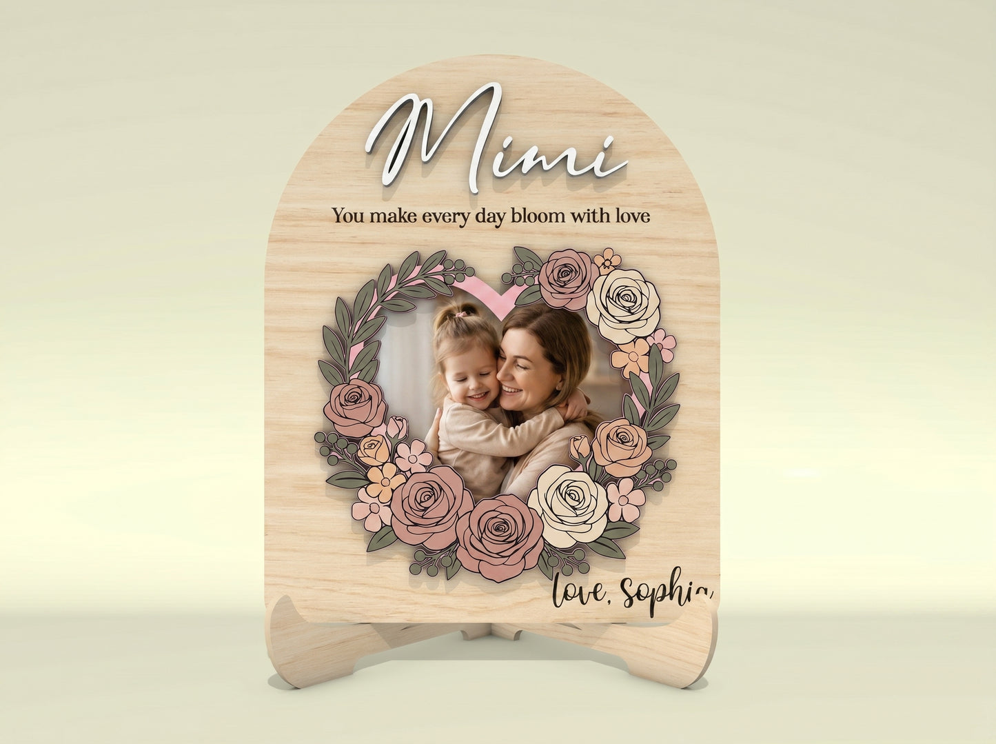 Personalized Nana Grandma Mom Floral Photo Frame SVG Bundle for xTool and Glowforge