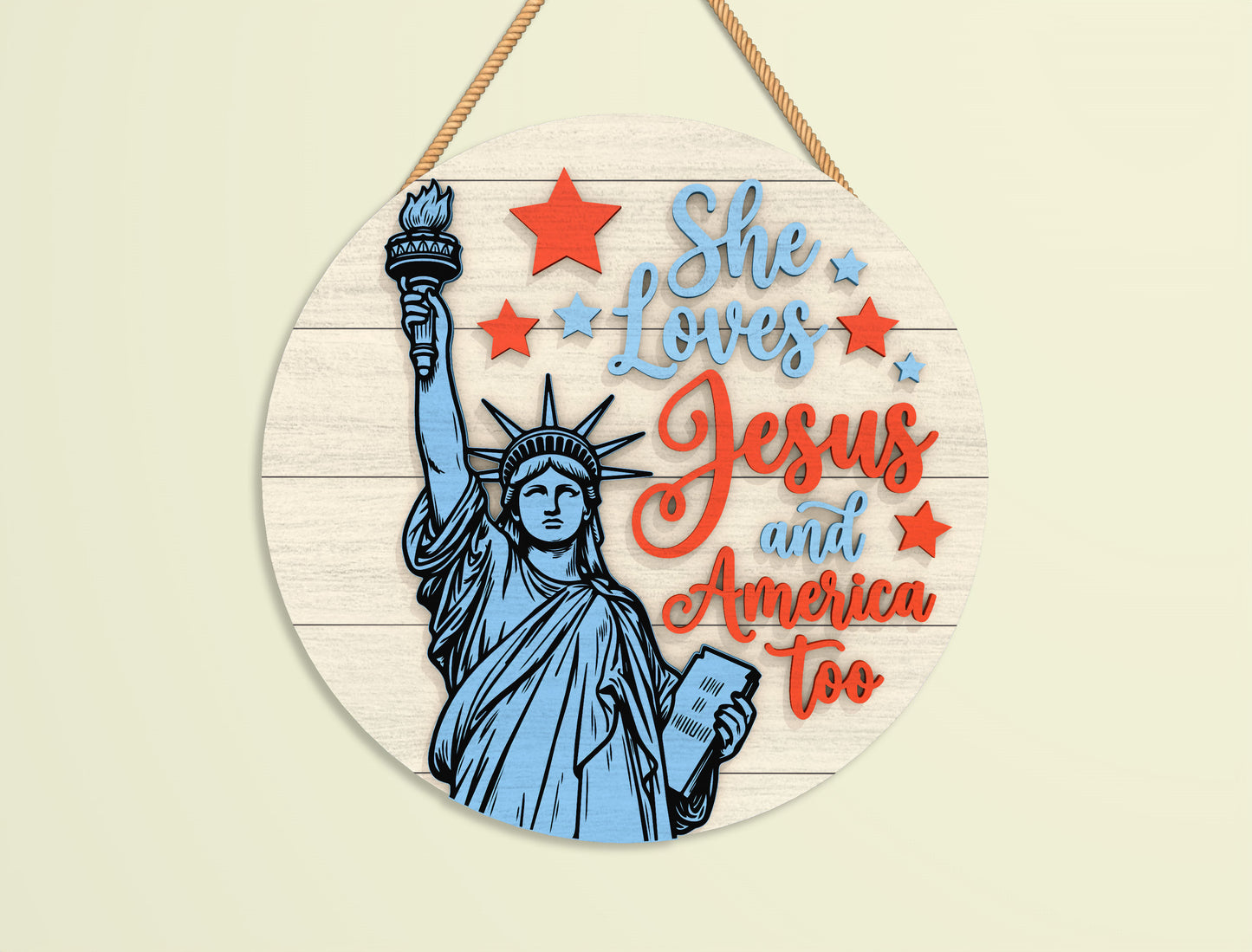 Patriotic Round Sign SVG Bundle Laser Cut File for LightBurn
