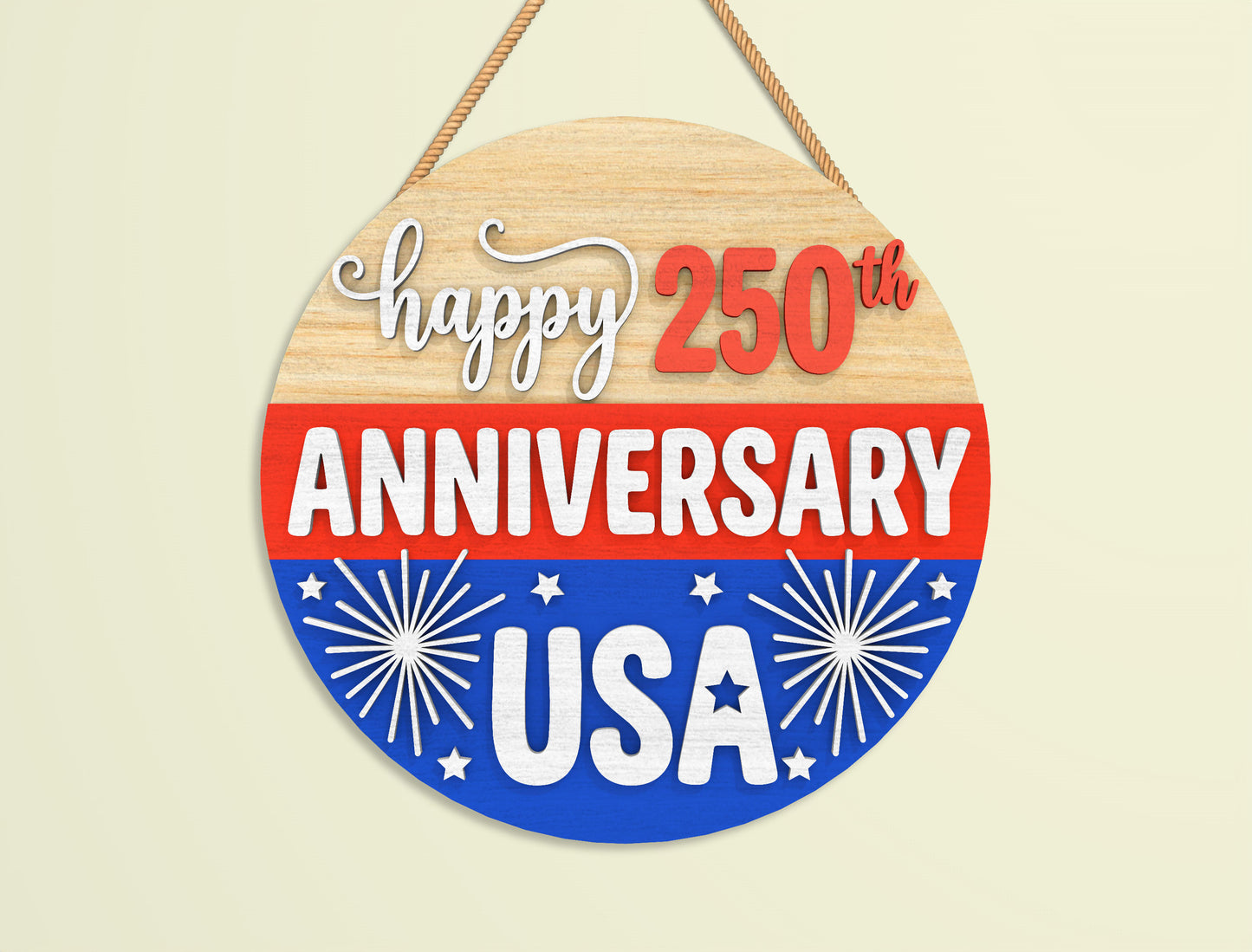 Patriotic Round Sign SVG Bundle Laser Cut File for LightBurn