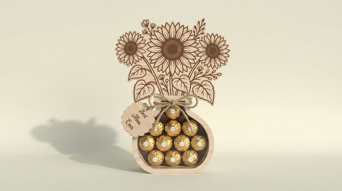 Flower Vase Candy Holder SVG Bundle Wooden Floral Gift Box for LightBurn and Glowforge