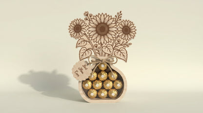 Flower Vase Candy Holder SVG Bundle Wooden Floral Gift Box for LightBurn and Glowforge