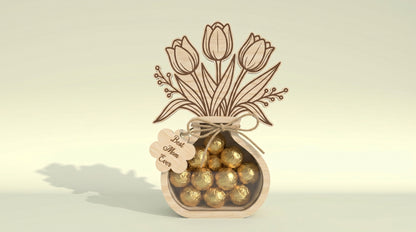 Mother's Day Flower Vase Candy Holder SVG Bundle Wooden Gift Box for Glowforge and LightBurn
