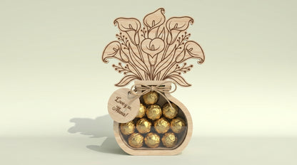 Mother's Day Flower Vase Candy Holder SVG Bundle Wooden Gift Box for Glowforge and LightBurn