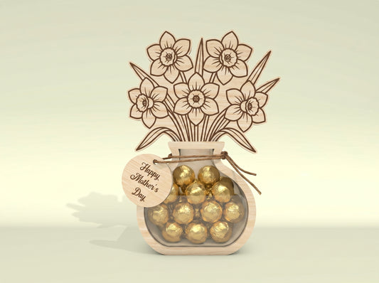 Mother's Day Flower Vase Candy Holder SVG Bundle Wooden Gift Box for Glowforge and LightBurn