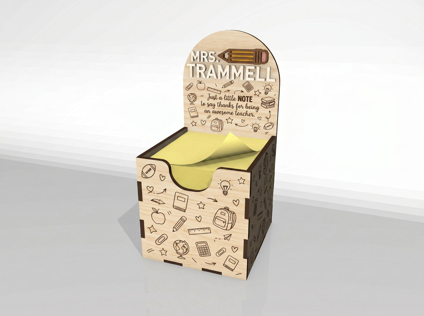 Teacher Sticky Note Holder SVG Bundle for Glowforge and xTool