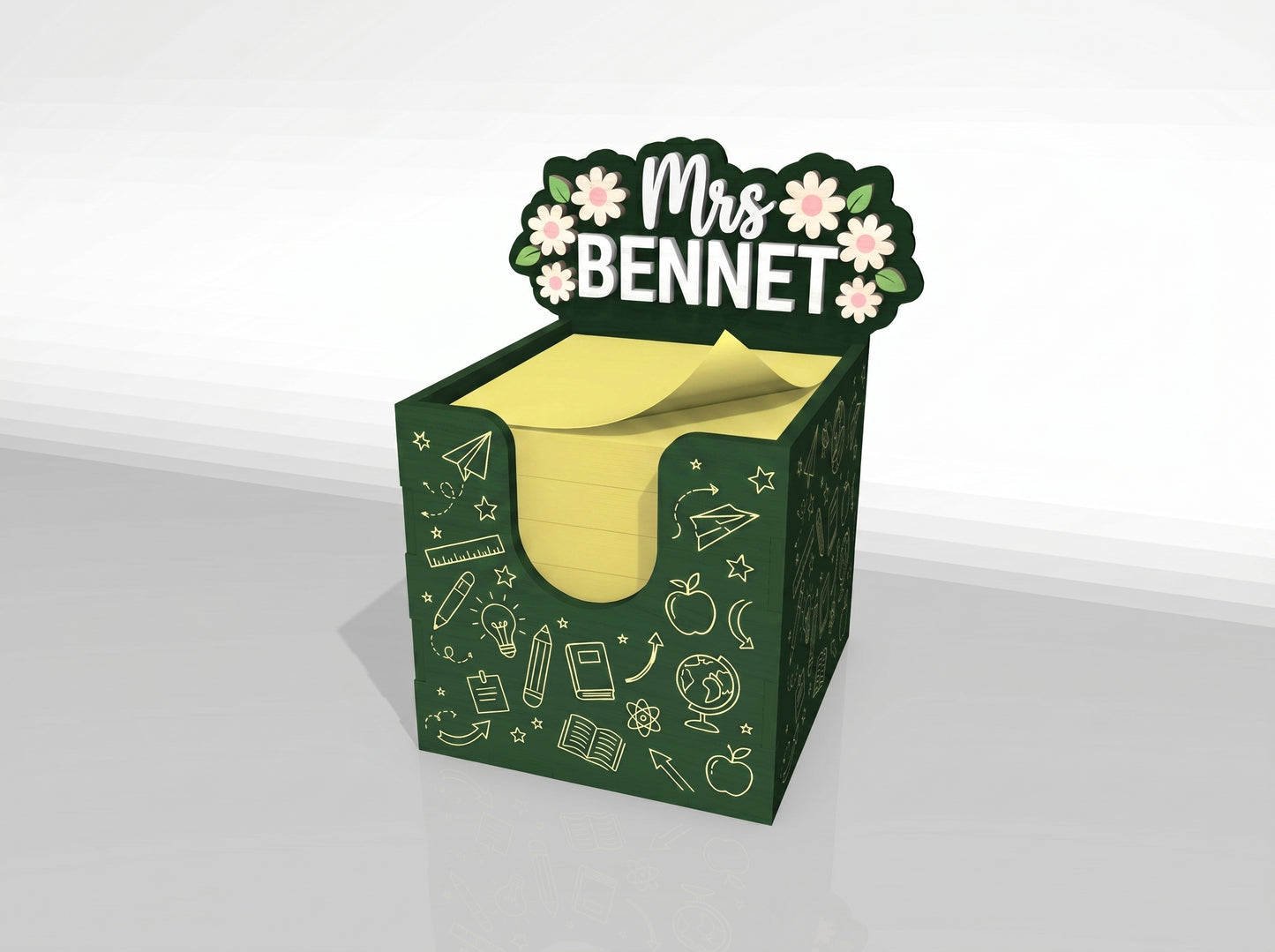 Teacher Sticky Note Holder SVG Bundle for Glowforge and xTool