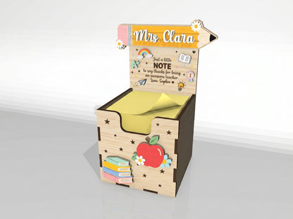 Teacher Sticky Note Holder SVG Bundle for Glowforge and xTool