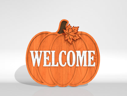 Fall Door Sign SVG Bundle 9 Pumpkin Laser Cut Designs