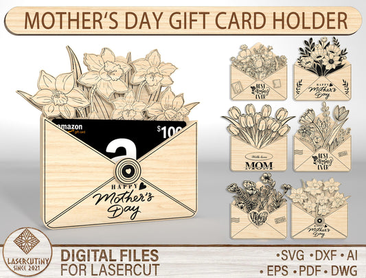Botanical Floral Gift Card Holder SVG Envelope for LightBurn and xTool