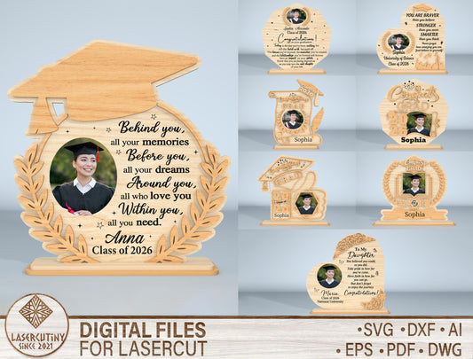 Graduation Photo Frame SVG Bundle Laser Cut File for Glowforge and xTool