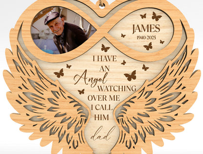 Memorial Angel Wings Ornament SVG In Loving Memory Photo Laser Cut File for LightBurn