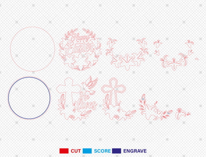 Easter Lily Cross Door Signs SVG Bundle 2 Designs for LightBurn and Glowforge