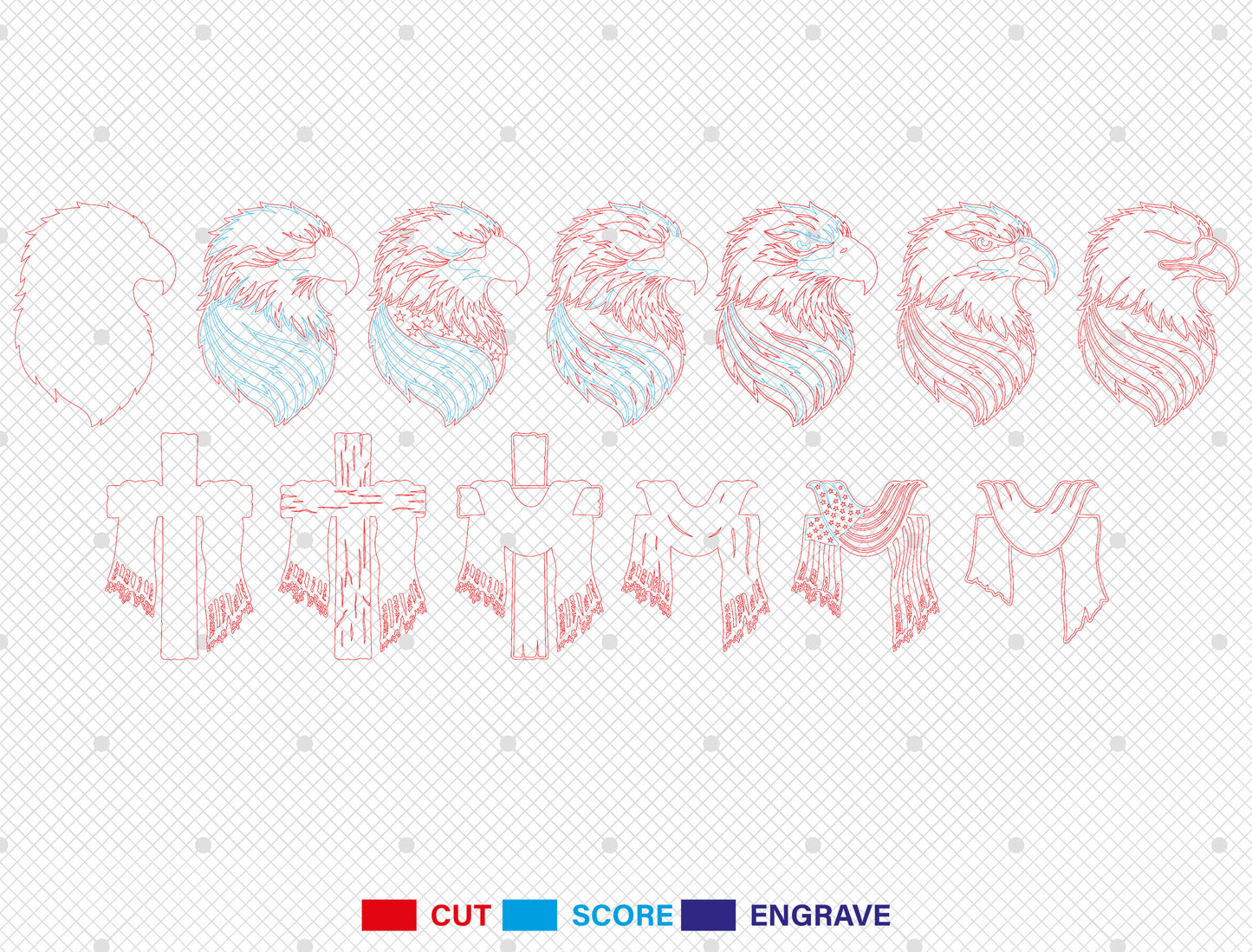 Patriotic Eagle Multilayer SVG Bundle for Glowforge and xTool