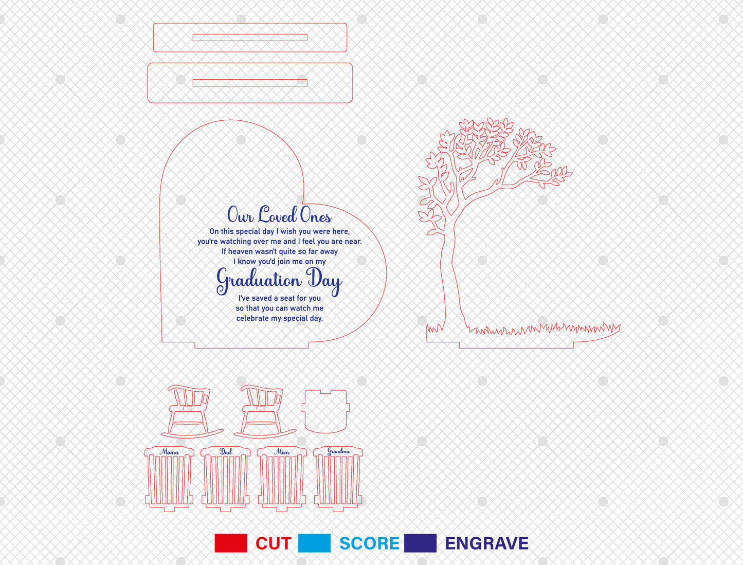Graduation Memorial Display SVG Laser Cut File for Glowforge and xTool