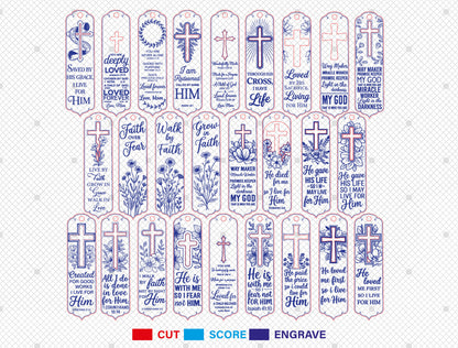 Bible Bookmark Cross SVG 26 Designs Laser Cut for LightBurn and Glowforge