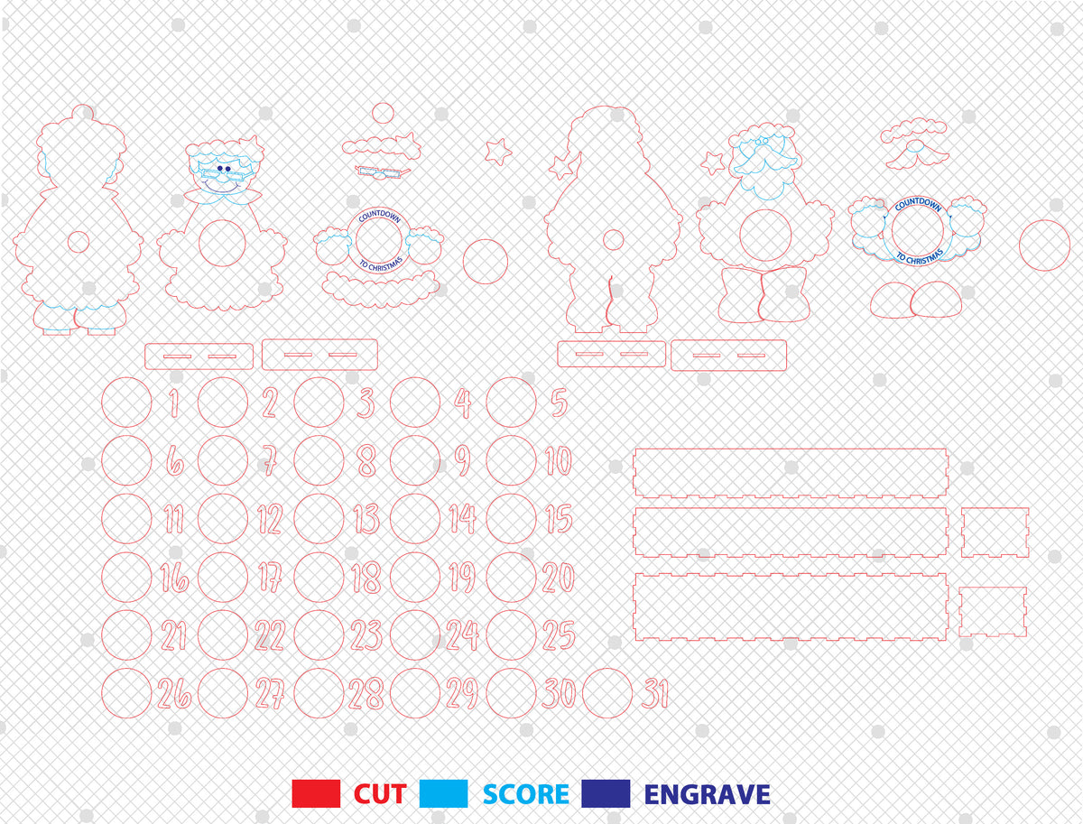 Standing Countdown Mr & Mrs Claus SVG Set 8