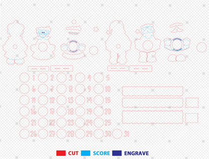 Standing Countdown Mr & Mrs Claus SVG Set 8
