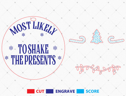 Most Likely To Christmas Ornament SVG Bundle Funny Laser Cut 8