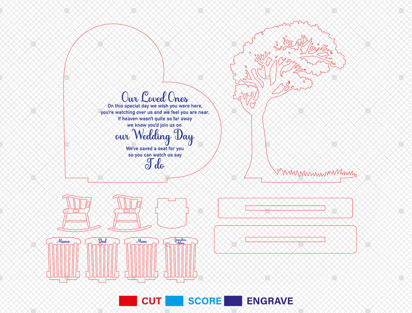 Wedding Memorial Display SVG Laser Cut File for Glowforge and xTool