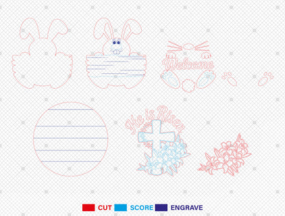 Easter Bunny Welcome Sign SVG 9 Designs Laser Cut for Glowforge and xTool