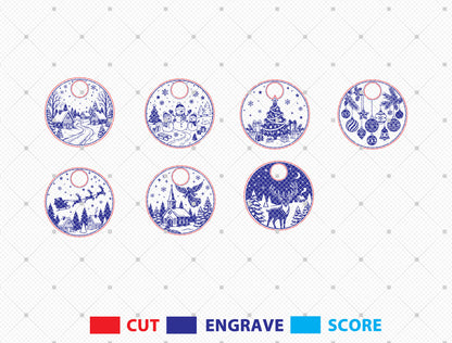 Christmas Winter Scene Wood Earring SVG Bundle 9
