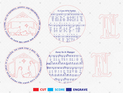 Christmas Nativity Sheet Music Round Sign SVG Bundle 9