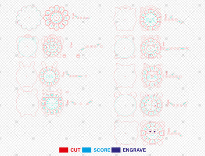 8 Animal Puzzle Clock SVG Bundle Educational Laser Cut File for Glowforge