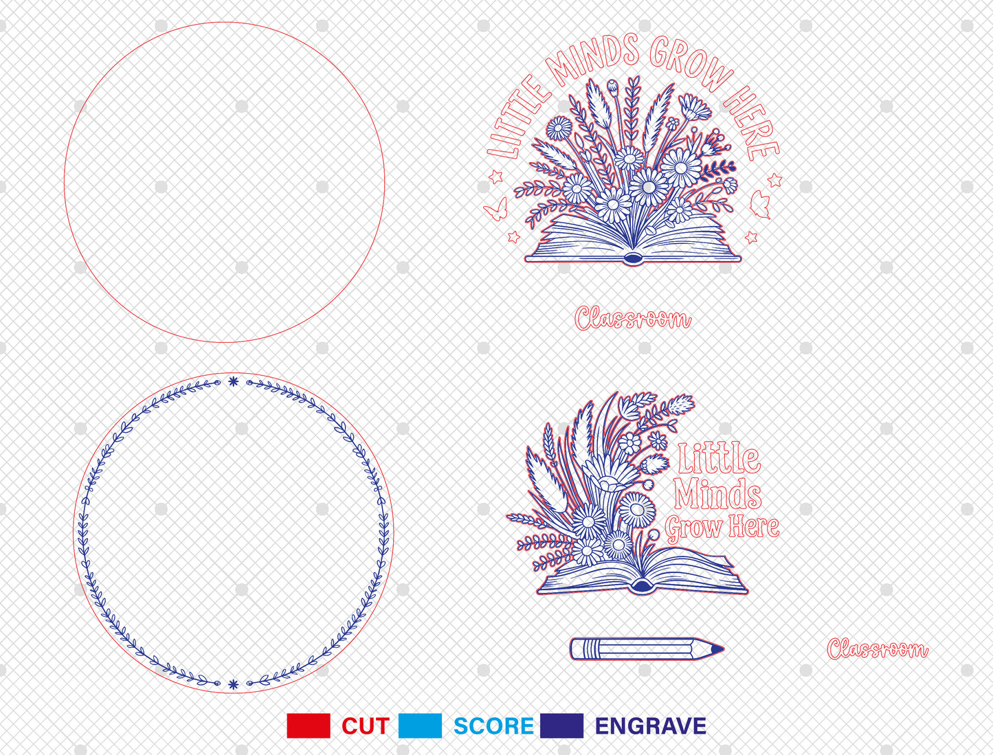 Little Minds Grow Here Door Hanger SVG for Glowforge and xTool Users