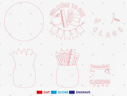 Personalized Pencil Jar Teacher Name Sign SVG Laser Cut File for Glowforge and xTool