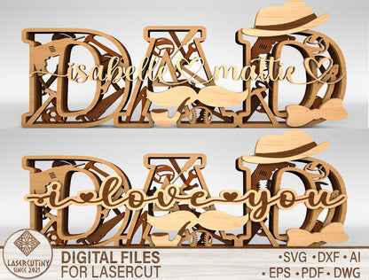 Dad Sports Monogram Sign SVG Laser Cut File for xTool and LightBurn