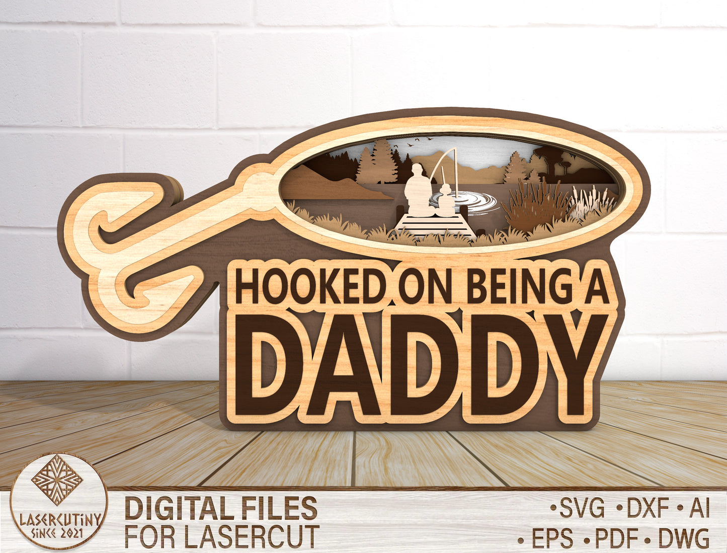 Fishing Dad Sign SVG Laser Cut File for Glowforge and LightBurn