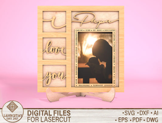 Dad Picture Frame Fathers Day SVG Bundle Laser Cut File for Glowforge and xTool