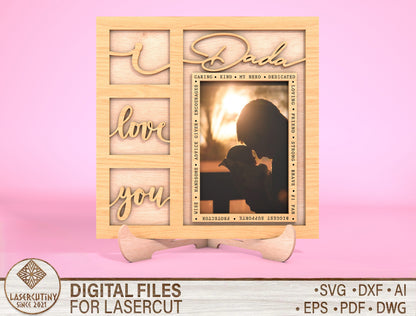 Dad Picture Frame Fathers Day SVG Bundle Laser Cut File for Glowforge and xTool