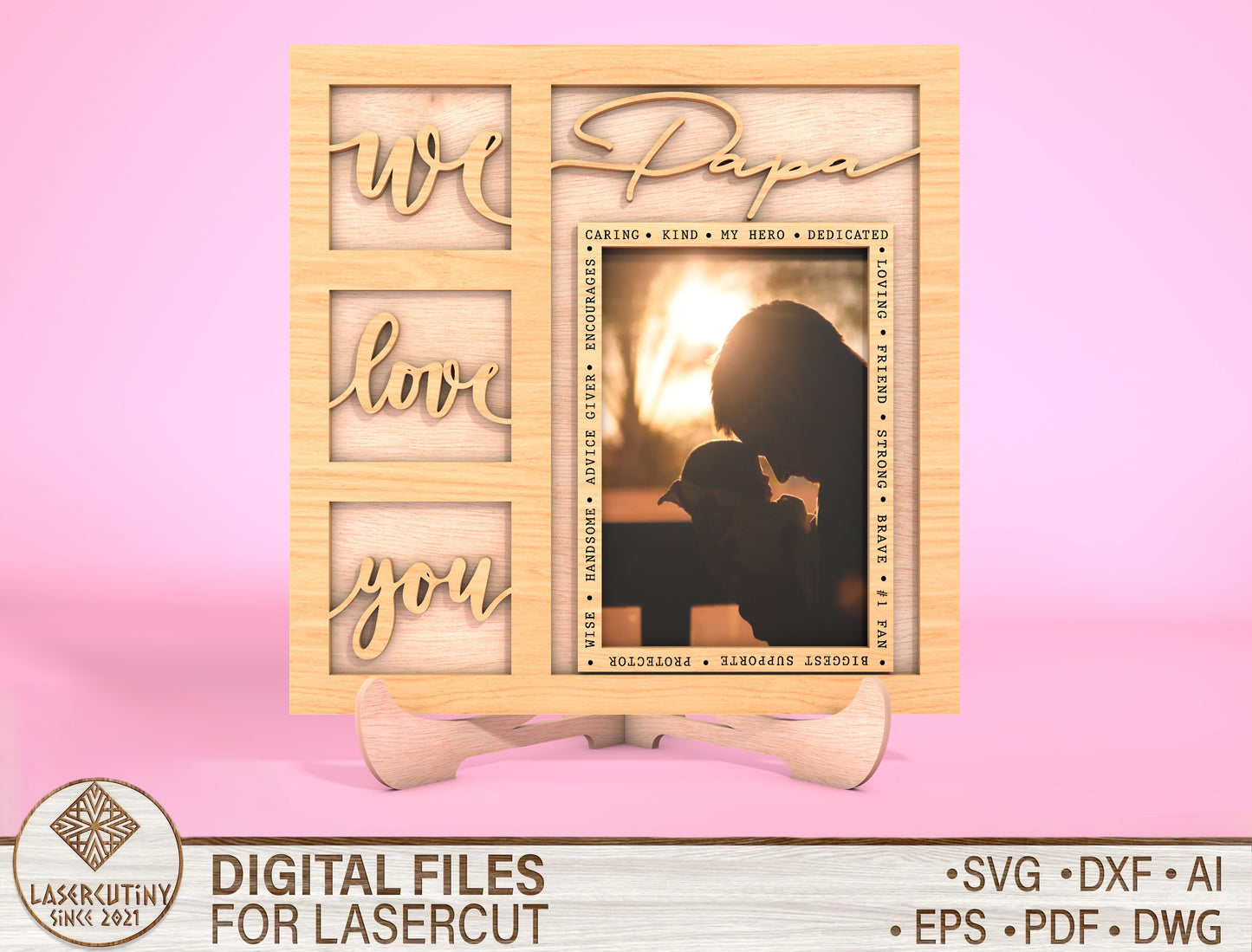 Dad Picture Frame Fathers Day SVG Bundle Laser Cut File for Glowforge and xTool