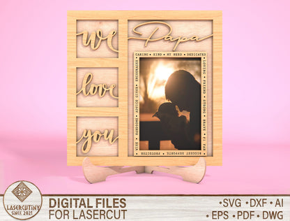 Dad Picture Frame Fathers Day SVG Bundle Laser Cut File for Glowforge and xTool