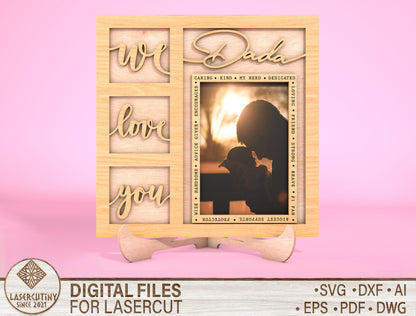 Dad Picture Frame Fathers Day SVG Bundle Laser Cut File for Glowforge and xTool